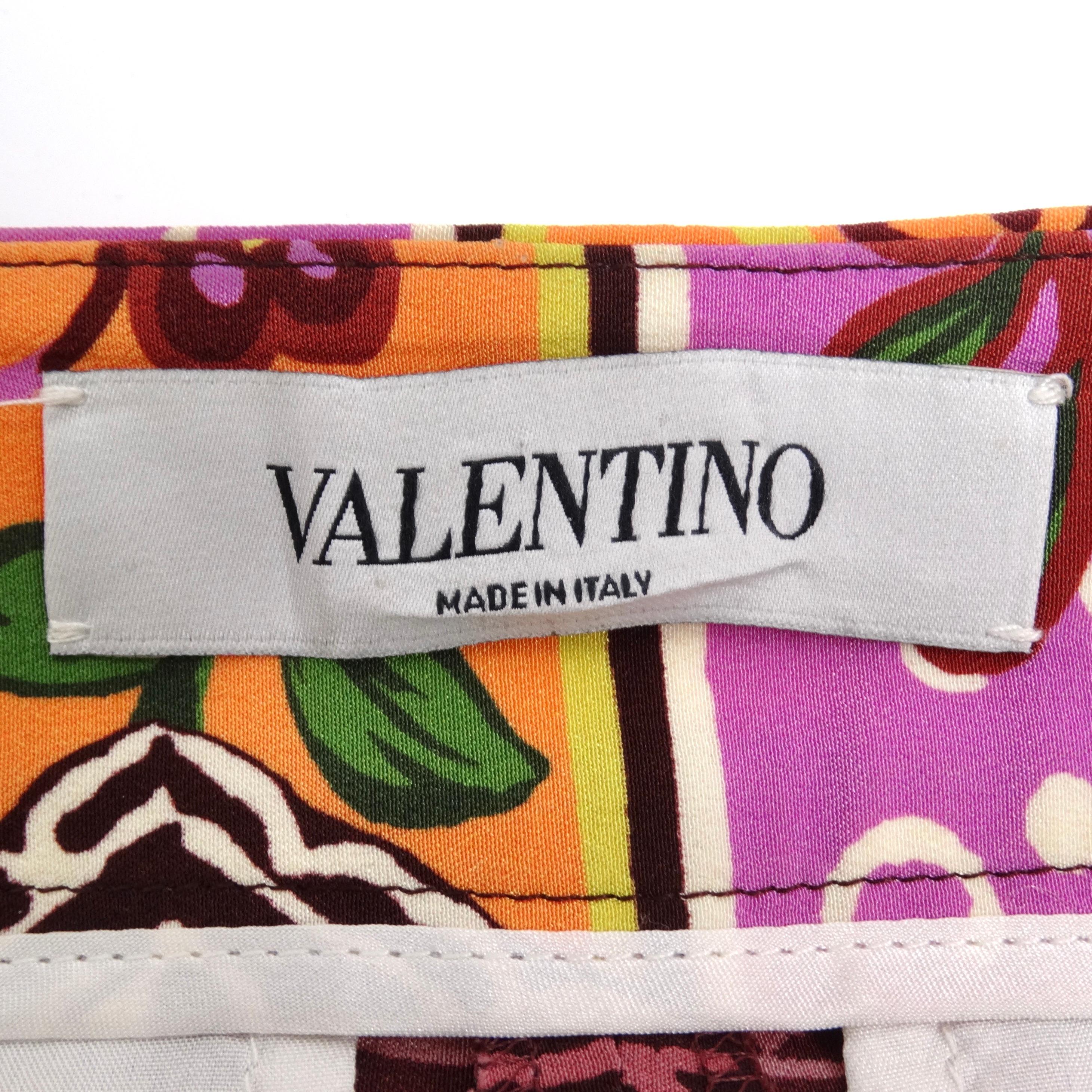 Valentino Silk Multicolor Floral Pants For Sale 6