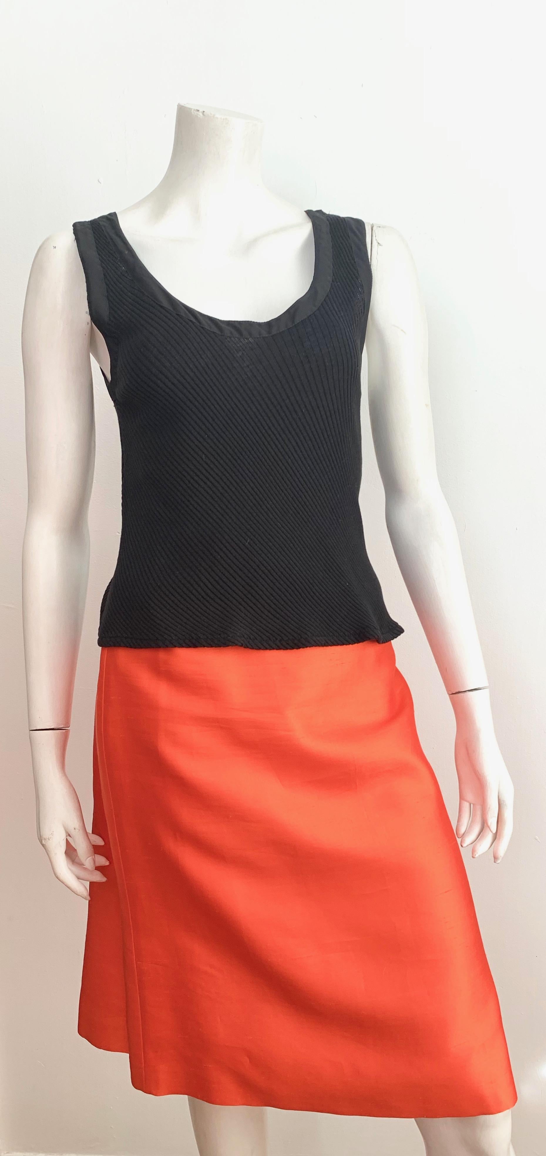 Valentino Silk Orange Skirt Suit Size 10. For Sale 11