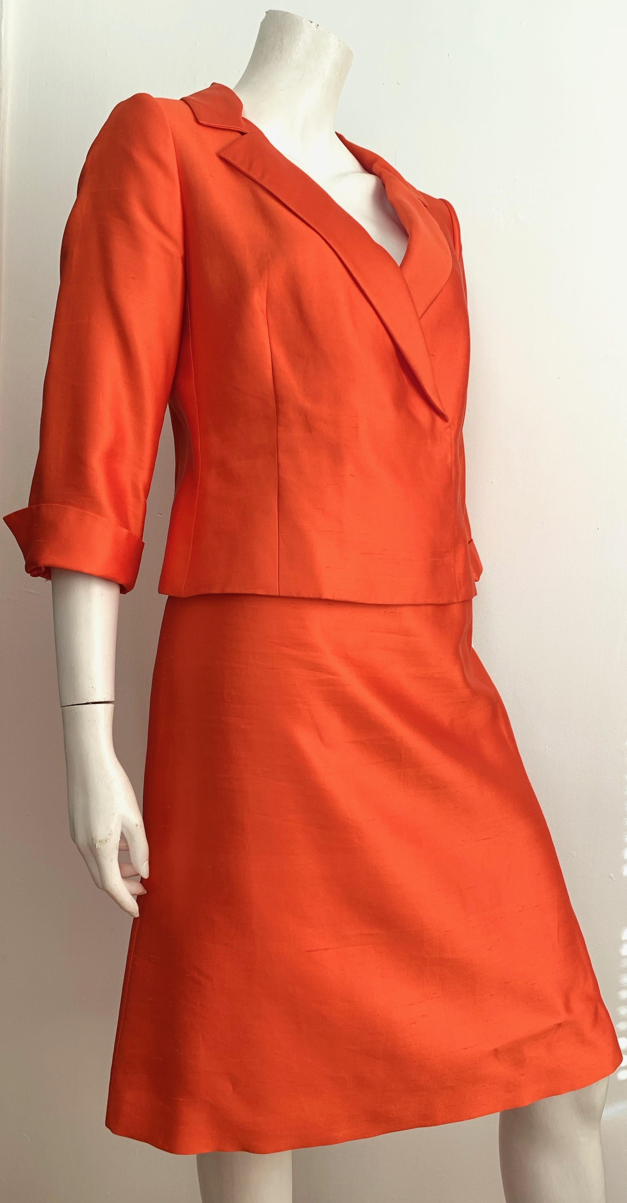 Women's or Men's Valentino Silk Orange Skirt Suit Size 10. For Sale
