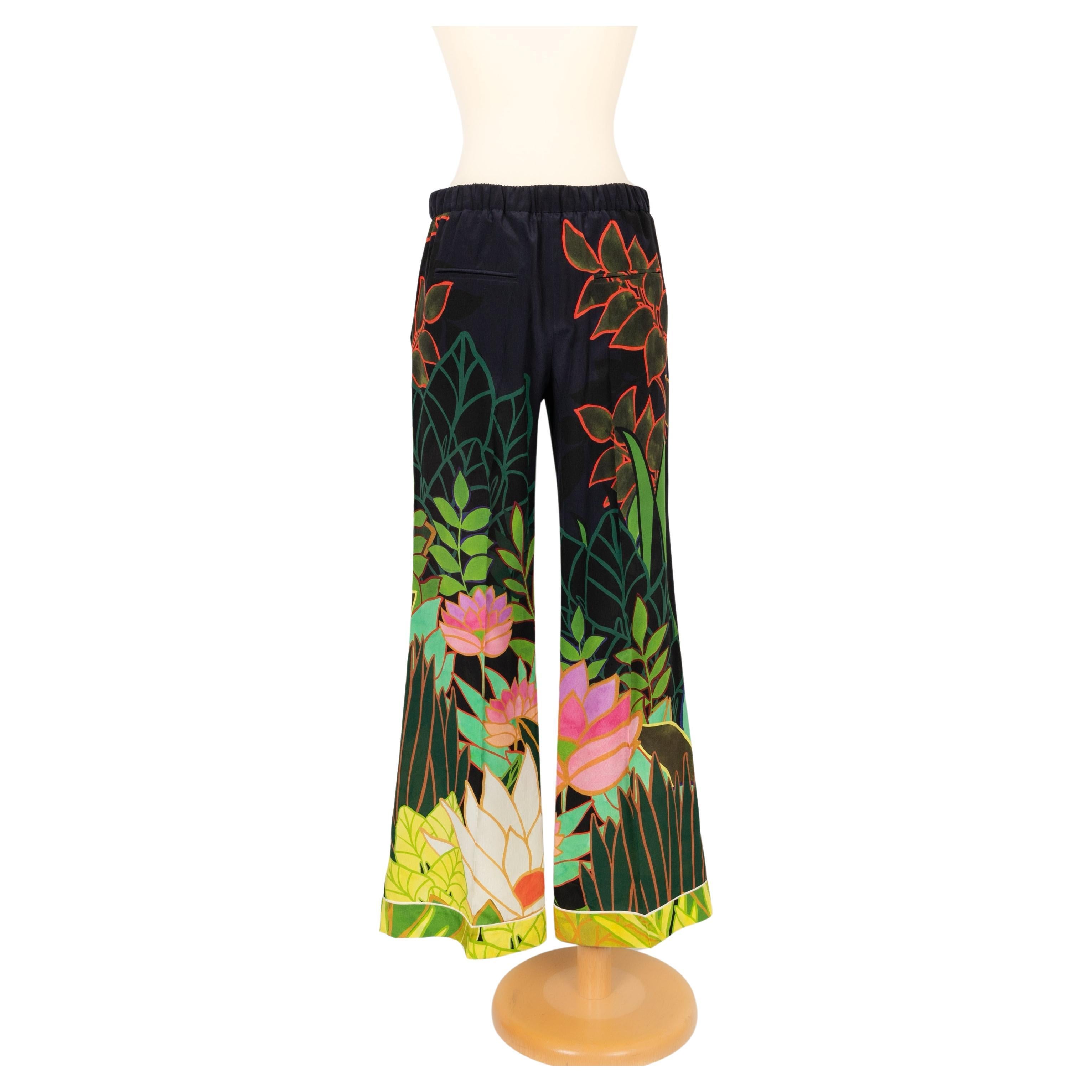Valentino Silk Pants Printed with Flowers, 2020 For Sale