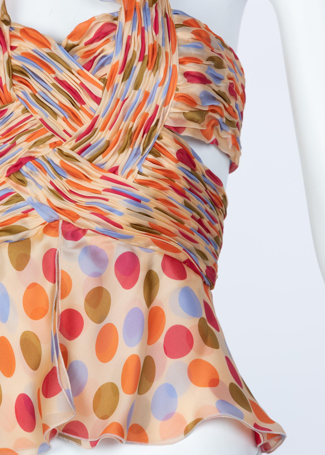 Valentino Silk Polka Dot Halter Top, 1990s 2