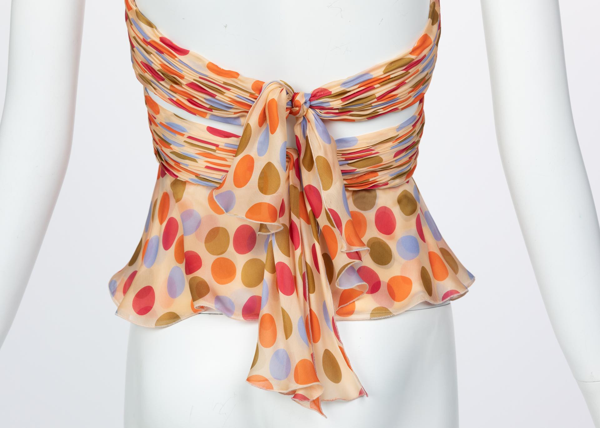 Valentino Silk Polka Dot Halter Top, 1990s 3
