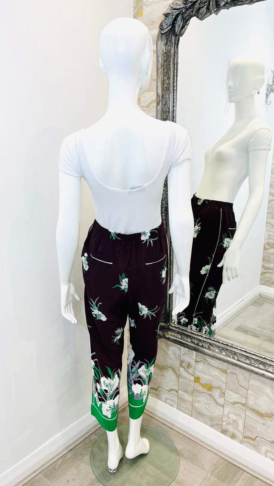 Women's Valentino Silk Printed Trousers For Sale