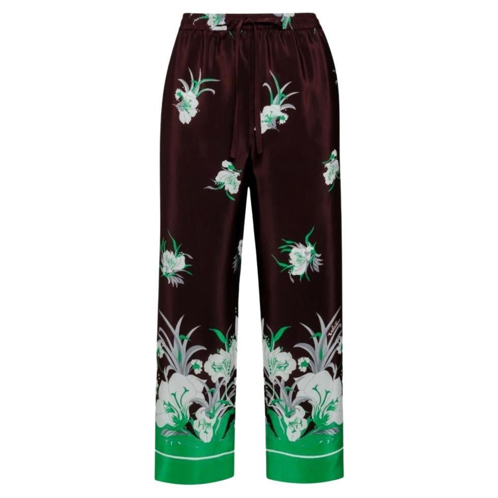 Valentino Silk Printed Trousers For Sale