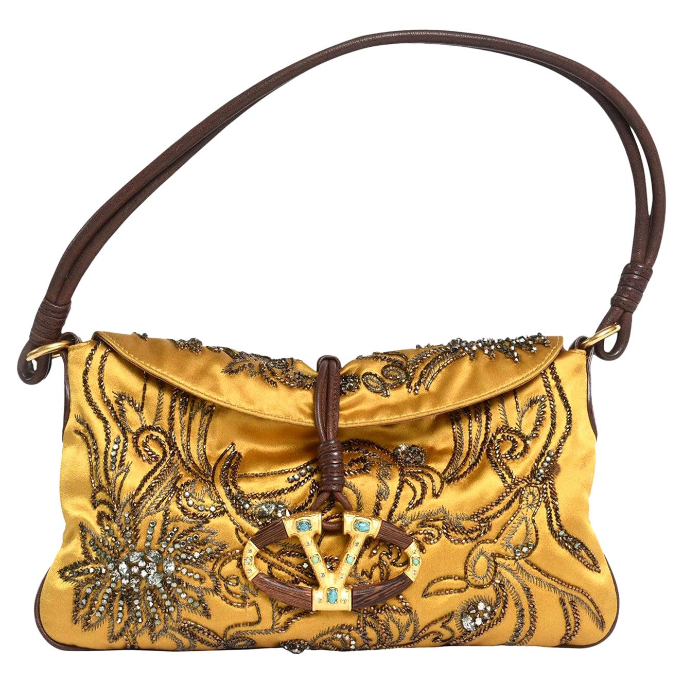 Valentino Silk Satin, Crystals Leather Clutch Or Shoulder Bag at | valentino vintage silk, valentino satin bag, handbag valentino