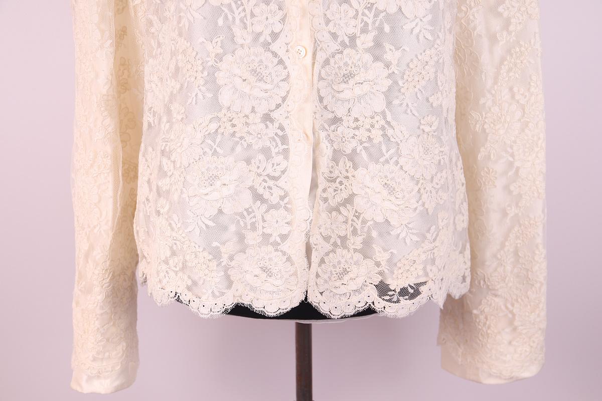 Beige Camicia in pizzo di seta Valentino in vendita