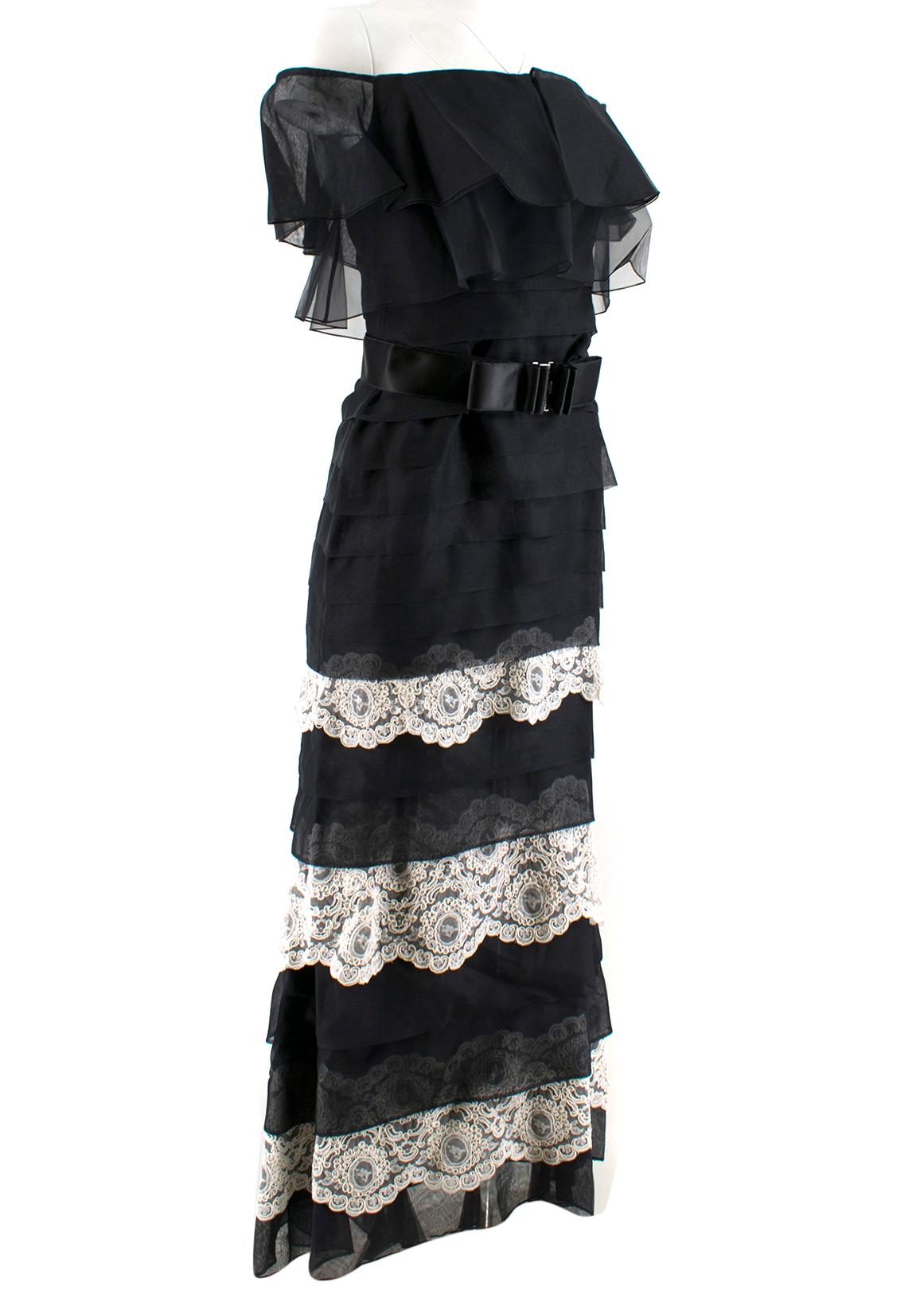 black layered ruffle dress