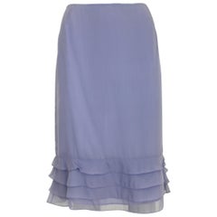 Valentino Silk Violet Ruffles Knee-Length Flared Skirt 1990s