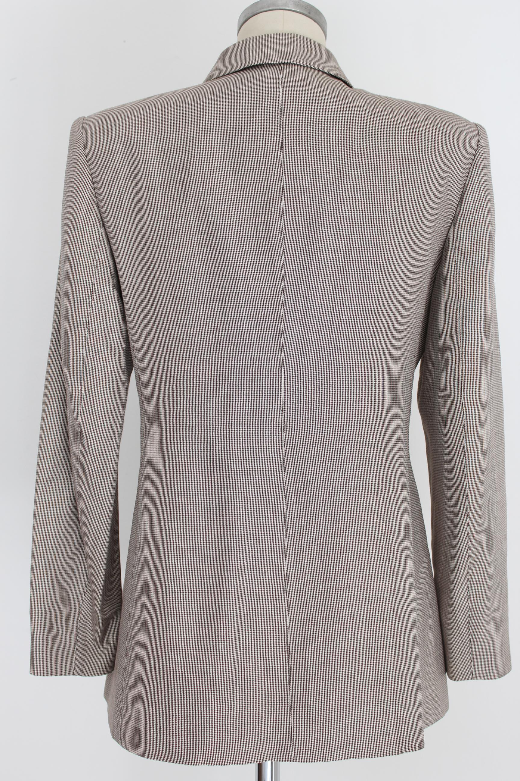 Valentino Silk Wool Beige Vintage Pied de Poule Classic Skirt Suit For Sale 5