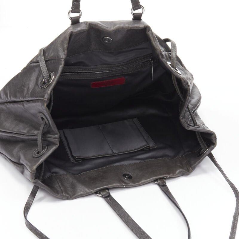 VALENTINO silver bead embellished grey leather crossbody large tote bag For Sale 5