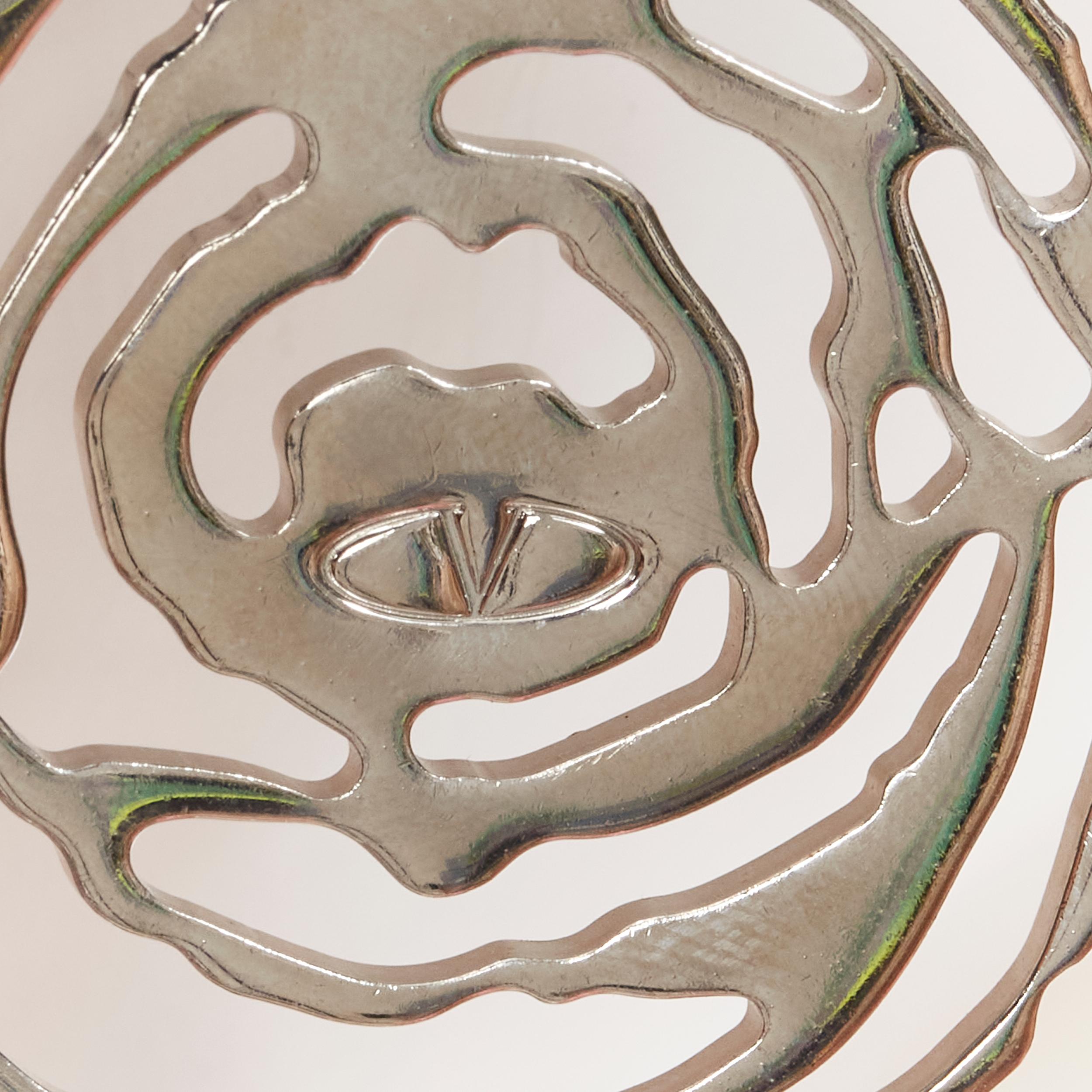 Women's VALENTINO silver crystal embellished floral metal disk chain link belt