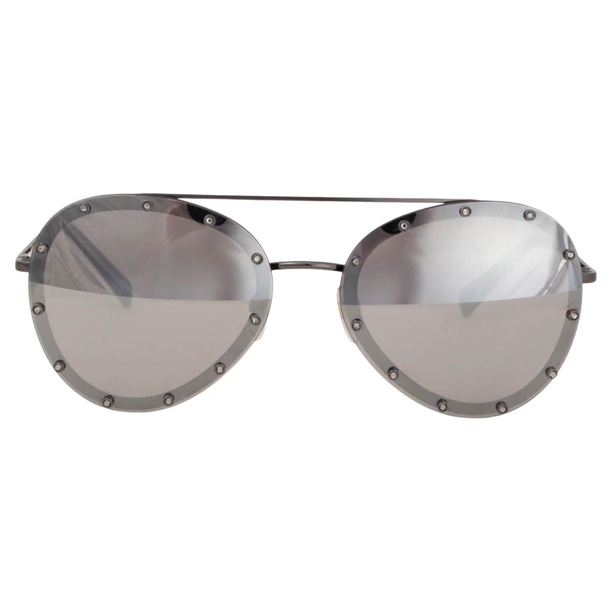 VALENTINO silver CRYSTAL STUDDED AVIATOR Sunglasses Mirrored Lenses VA2013 3005/