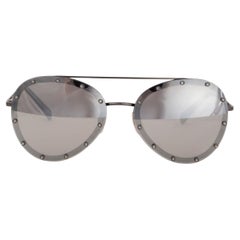 VALENTINO silver CRYSTAL STUDDED AVIATOR Sunglasses Mirrored Lenses VA2013 3005/