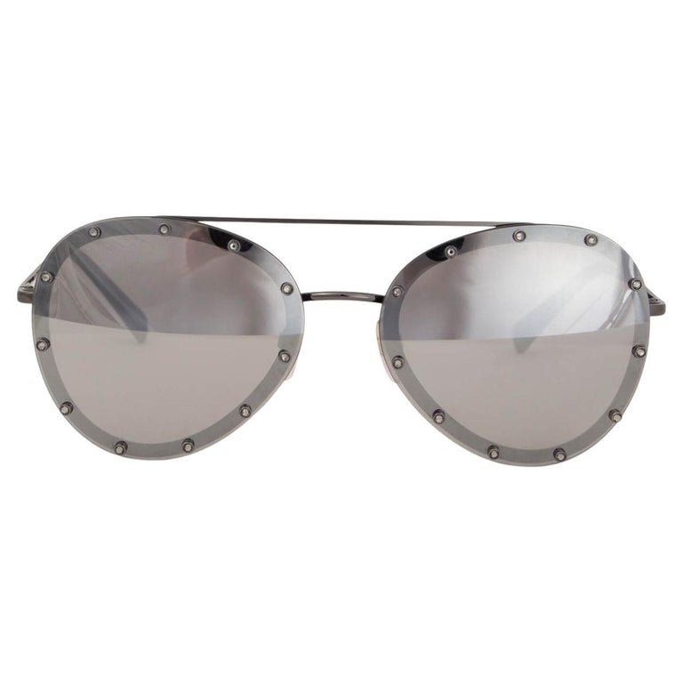 VALENTINO silver CRYSTAL STUDDED AVIATOR Sunglasses Mirrored Lenses VA2013  3005/ For Sale at 1stDibs