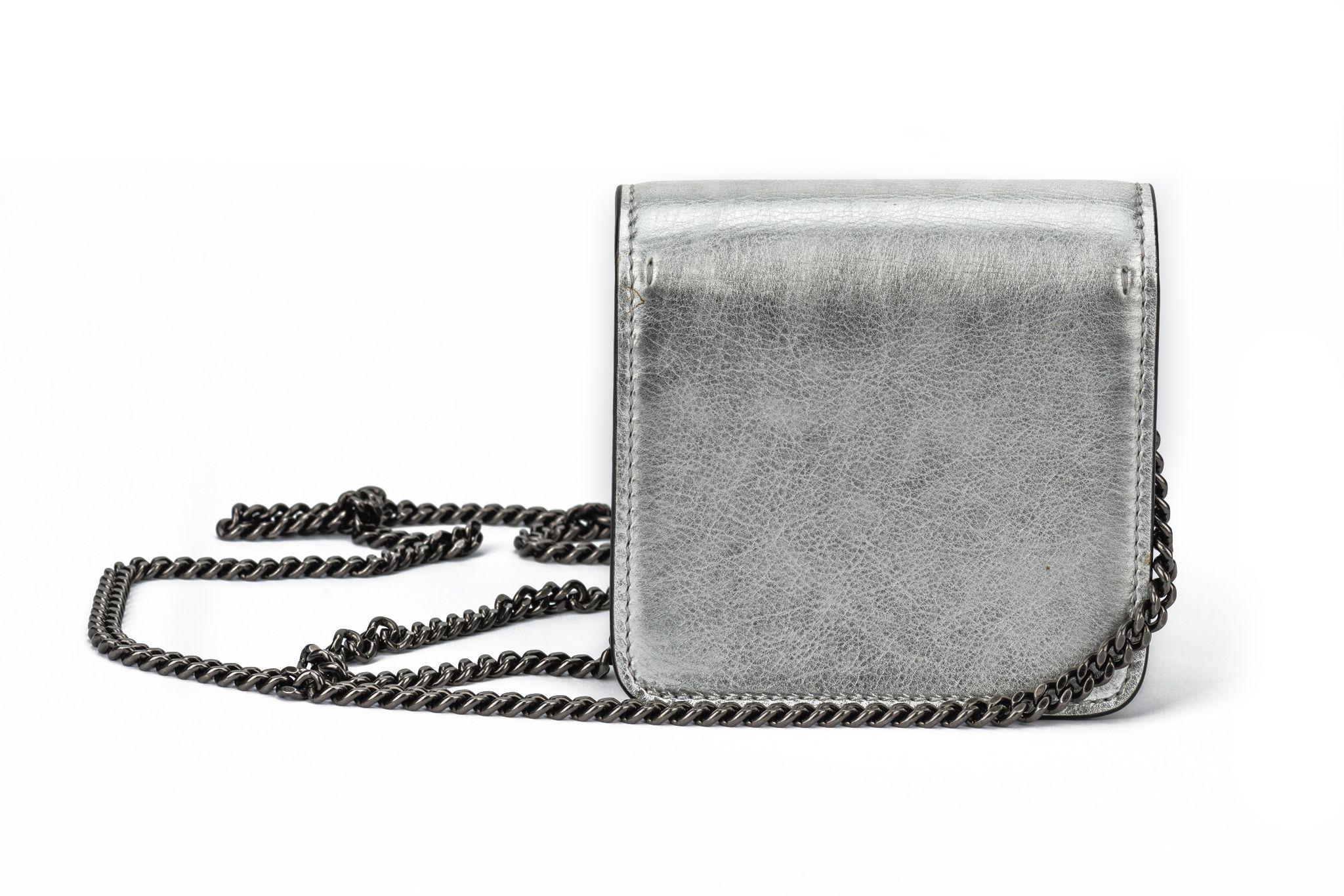 Valentino Silver Mini Cross Body Bag In Excellent Condition For Sale In West Hollywood, CA