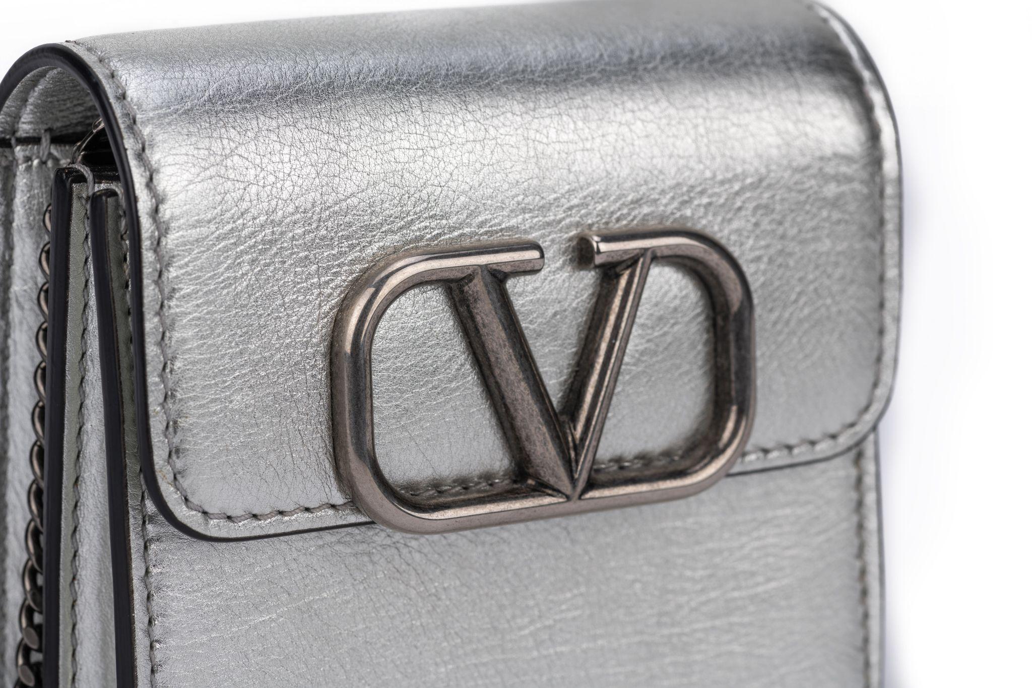 Valentino Silver Mini Cross Body Bag For Sale 1