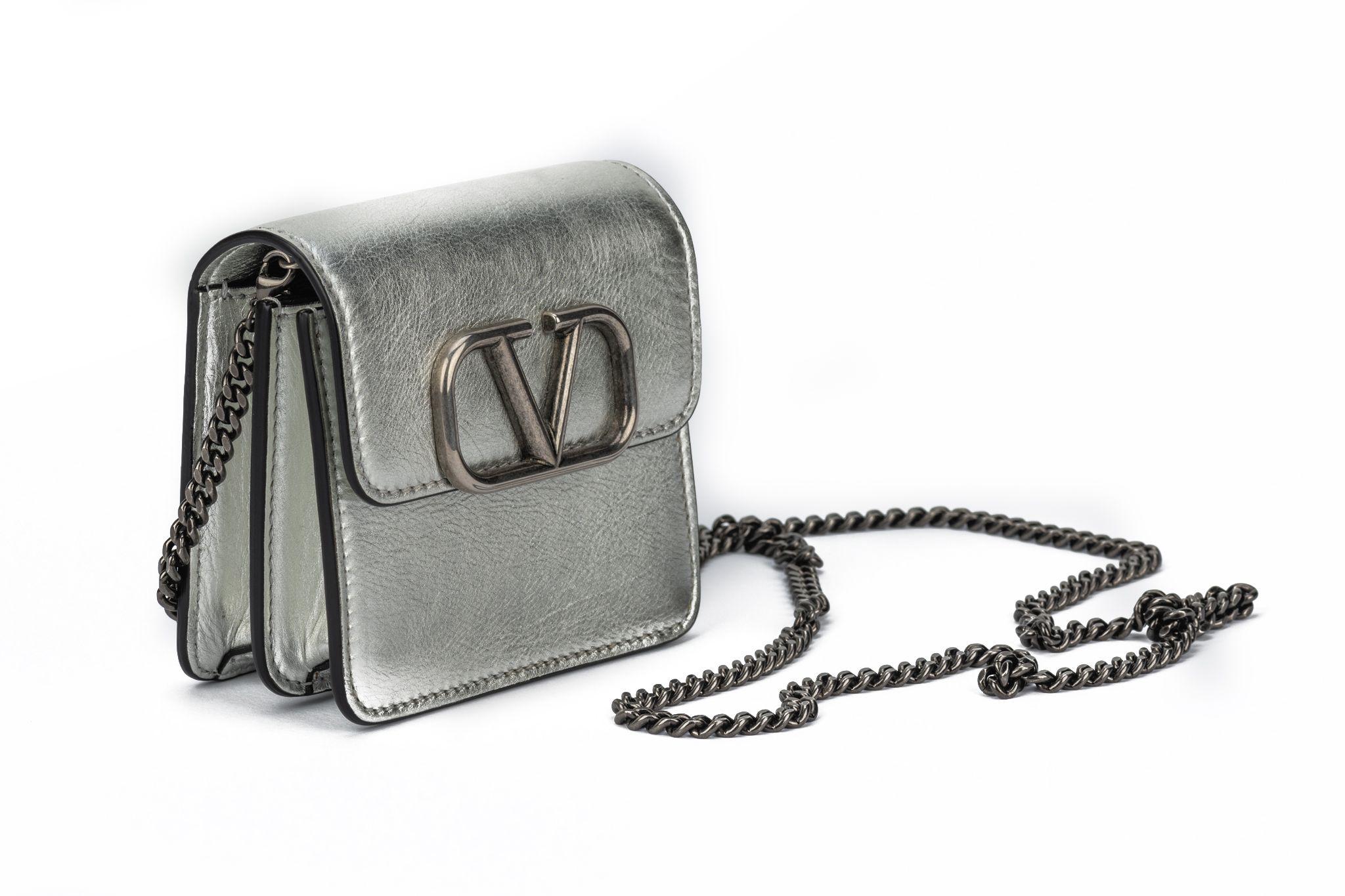 Valentino Silver Mini Cross Body Bag For Sale 5