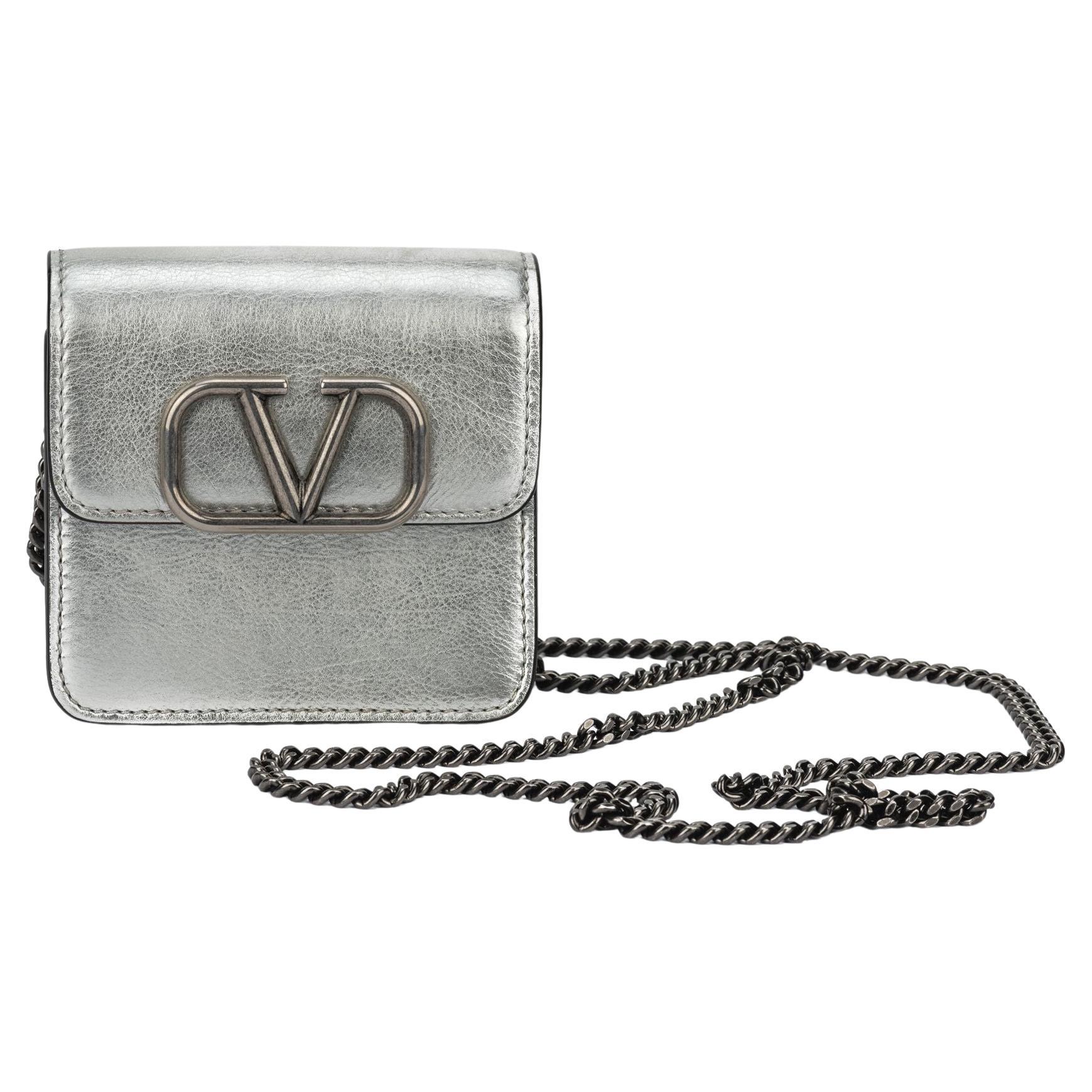 Valentino Silver Mini Cross Body Bag For Sale