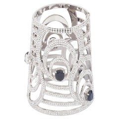 Valentino Silver Tone Crystal Embellished Extra Wide Cuff Bracelet