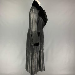 VALENTINO Size 10 Black Shiny Lamb Shearling Coat