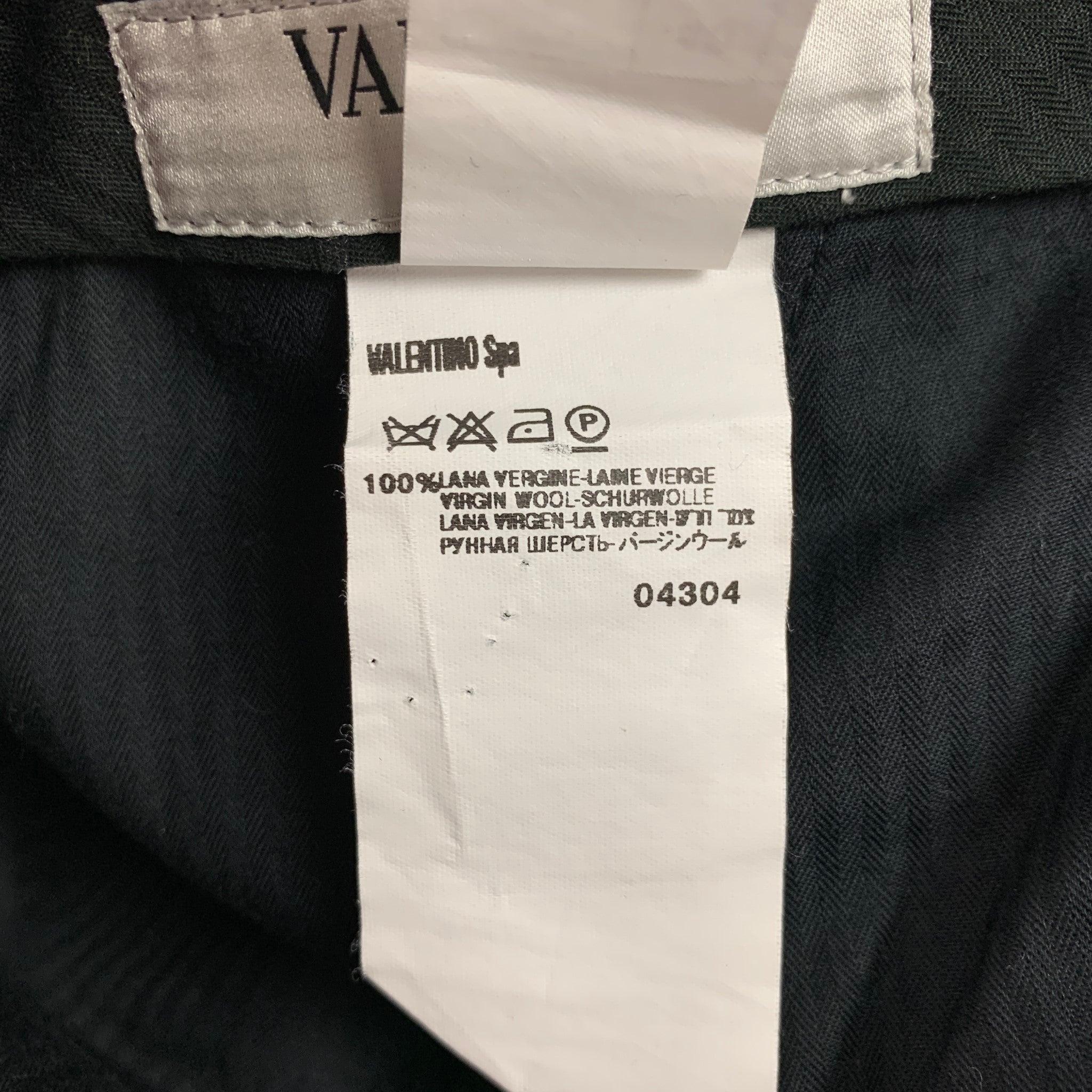 VALENTINO Size 10 Black White Virgin Wool Houndstooth Dress Pants In Good Condition In San Francisco, CA