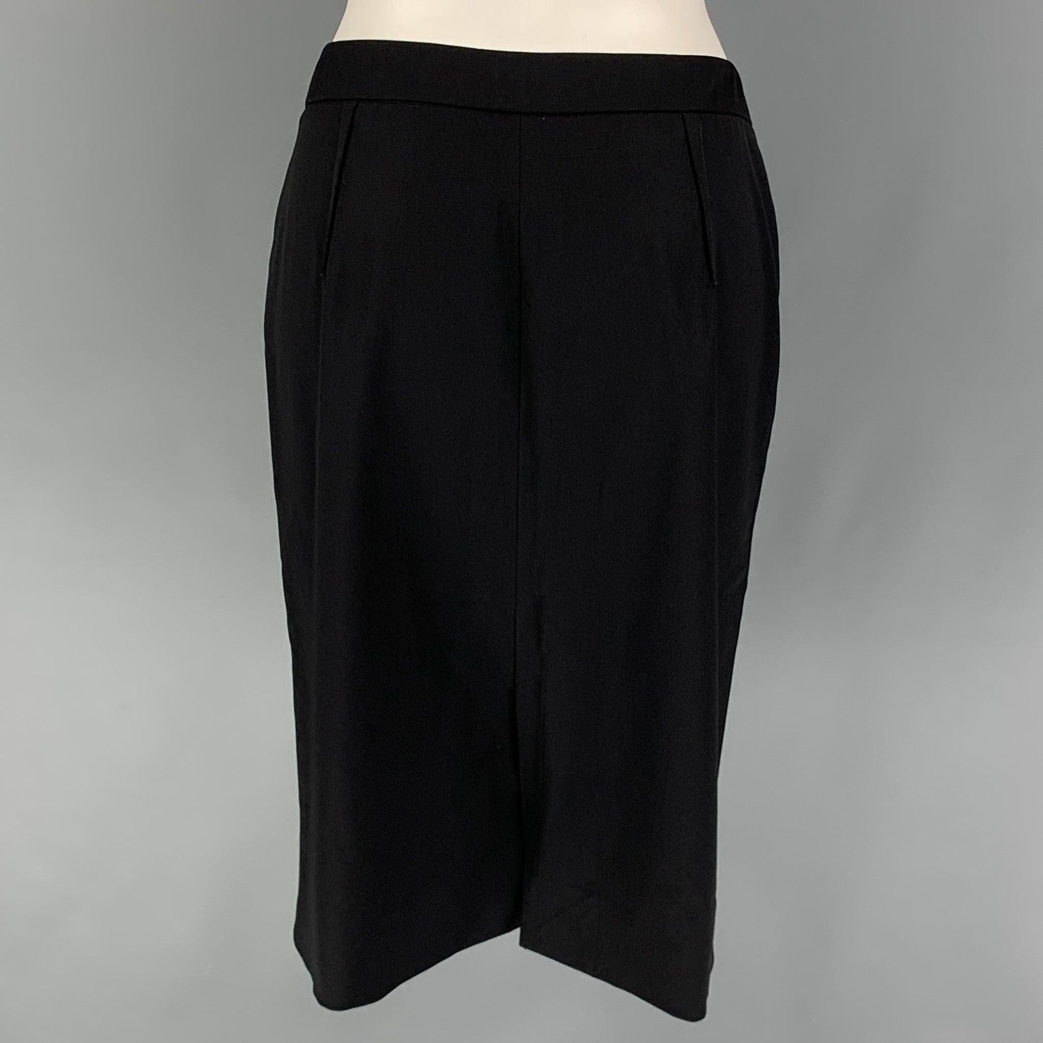 VALENTINO Size 10 Black Wool Pencil Skirt In Good Condition In San Francisco, CA