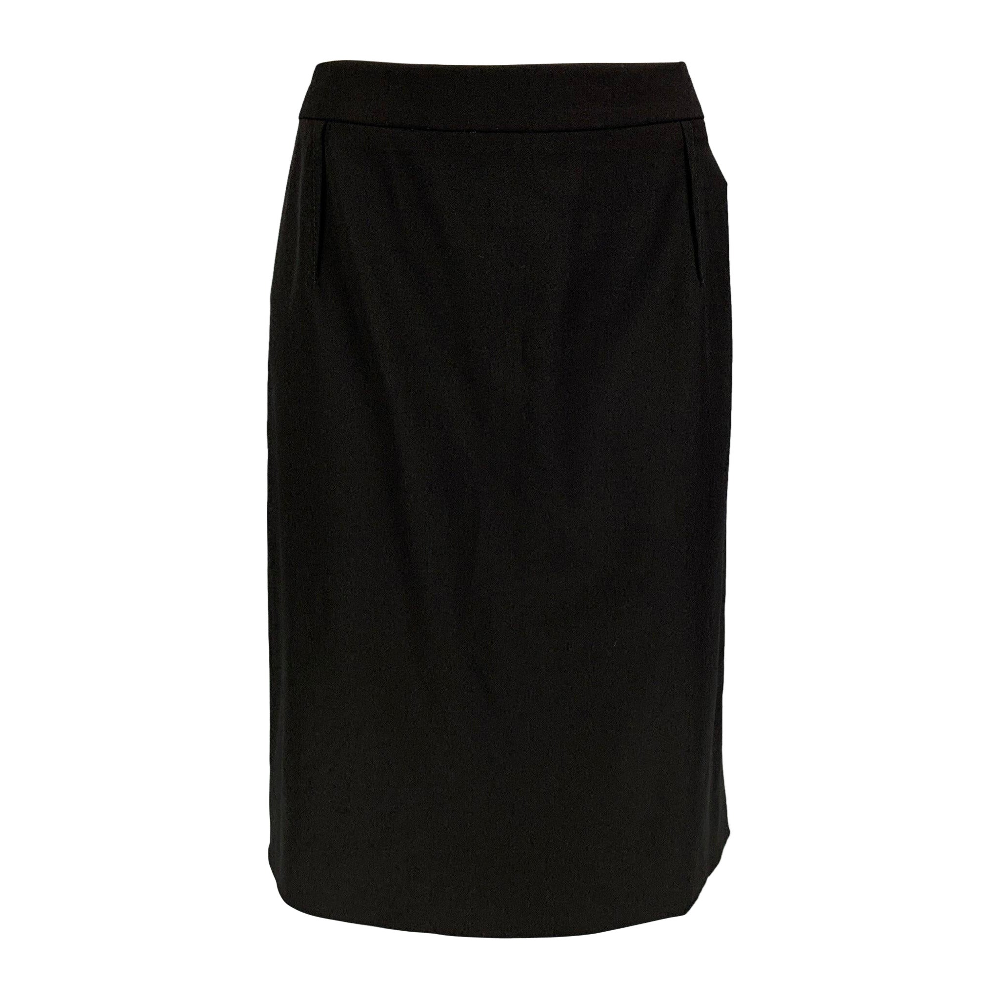 VALENTINO Size 10 Black Wool Pencil Skirt