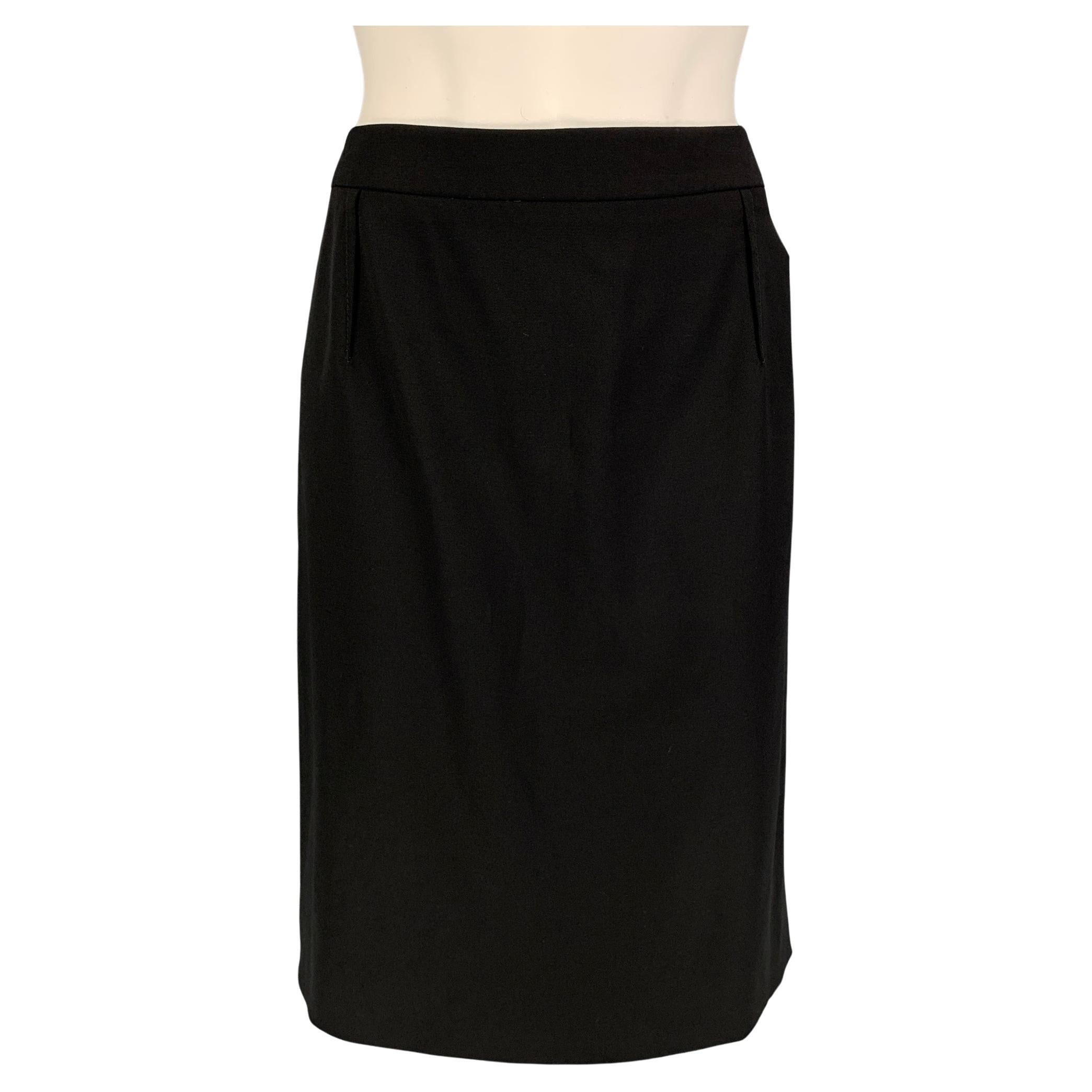 VALENTINO Size 10 Black Wool Pencil Skirt