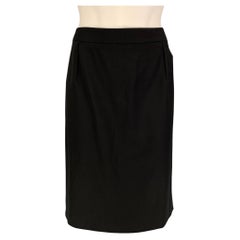 VALENTINO Size 10 Black Wool Pencil Skirt