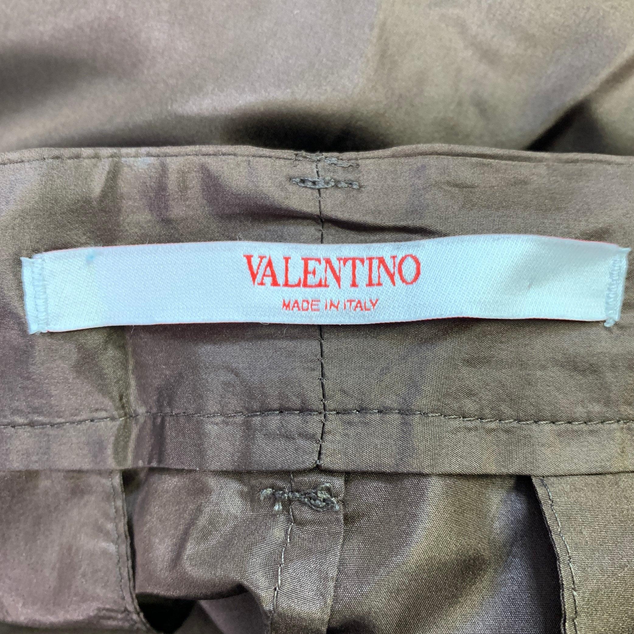 Short en soie marron à ceinture élastique VALENTINO Taille 10 Excellent état - En vente à San Francisco, CA