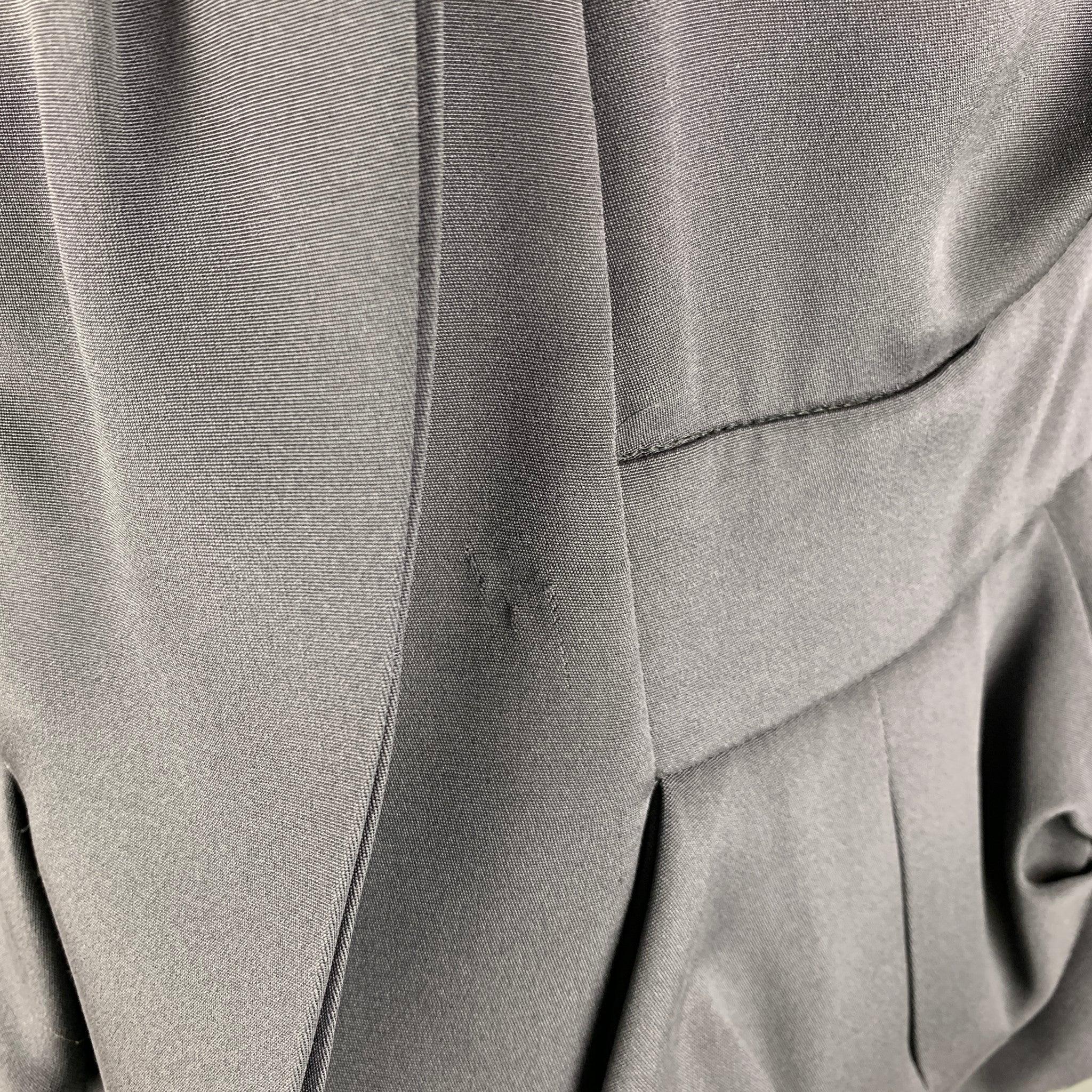 VALENTINO Size 10 Grey Silk Pleated Waist Blazer In Good Condition For Sale In San Francisco, CA