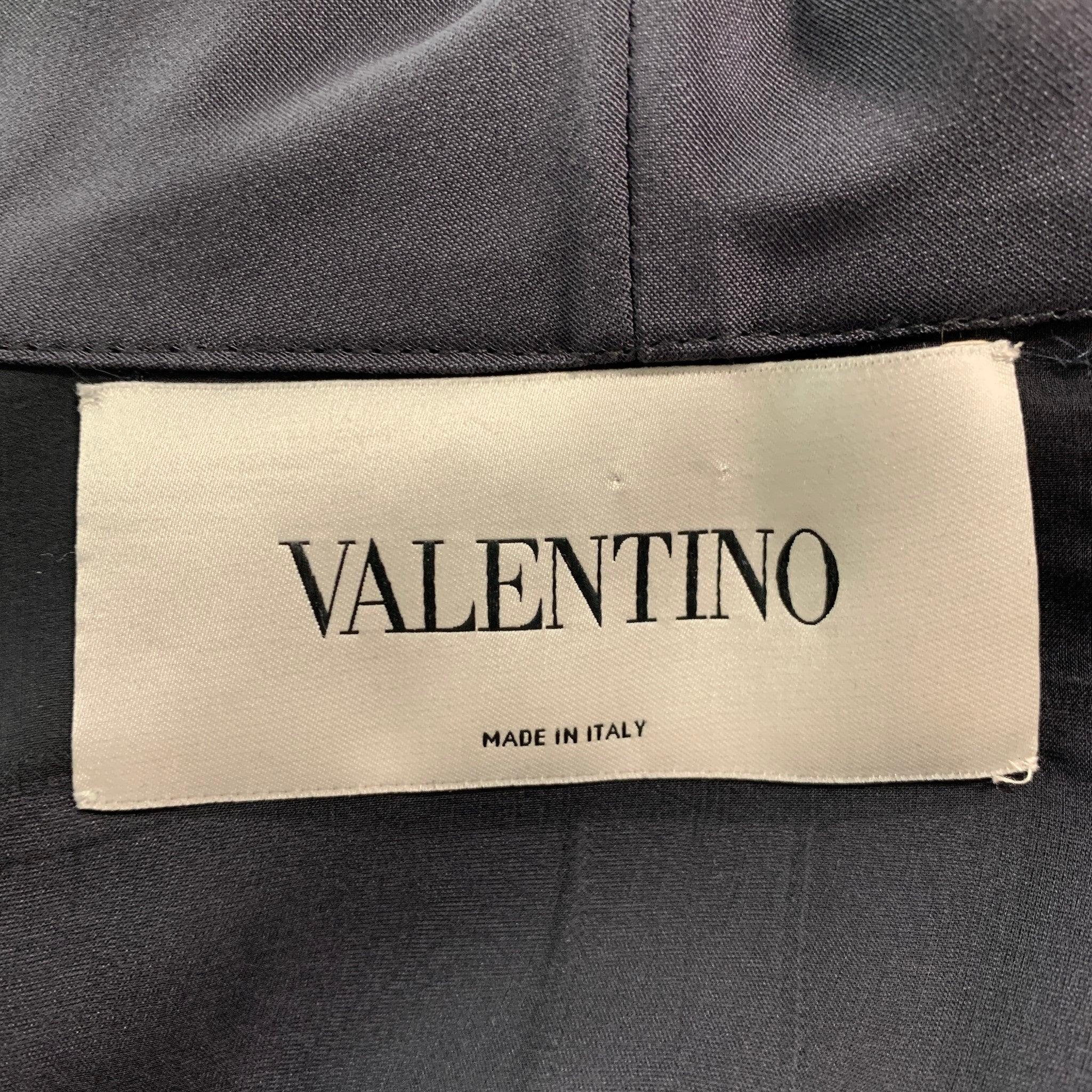 VALENTINO Size 10 Grey Silk Pleated Waist Blazer For Sale 2