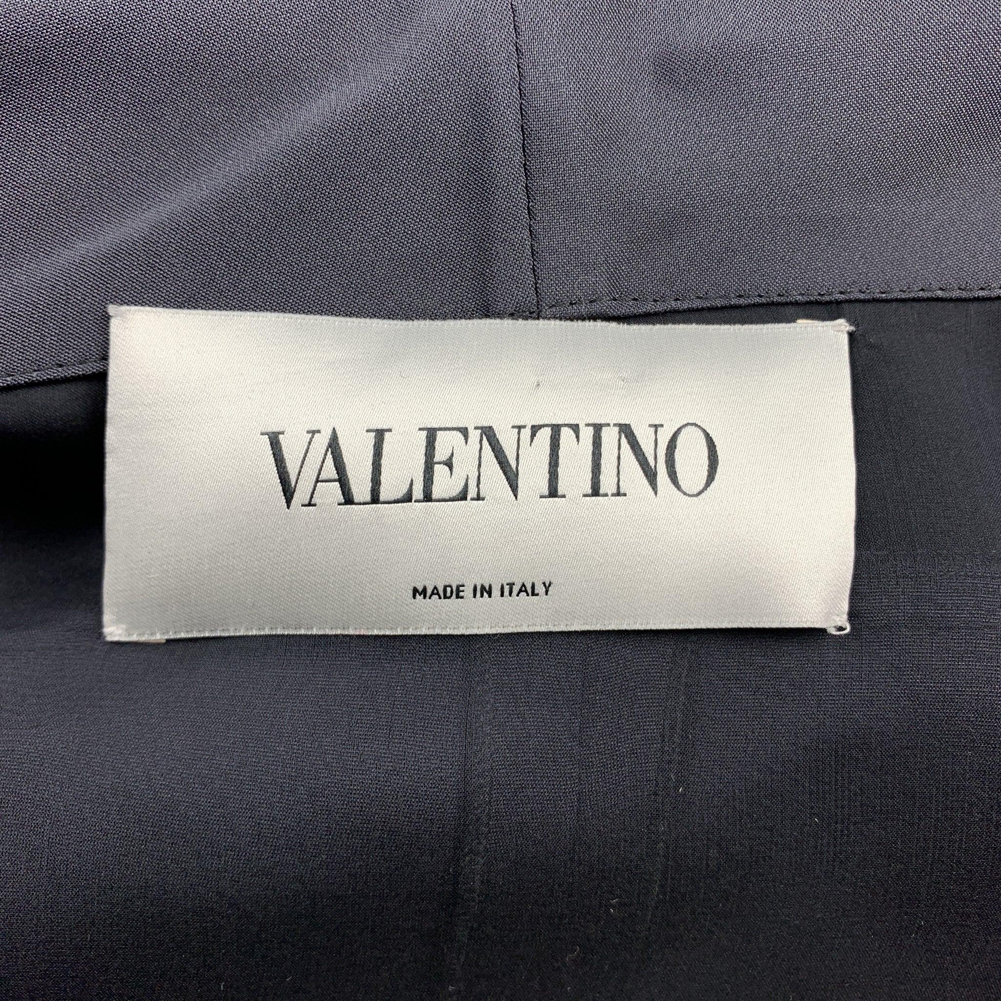 VALENTINO Size 10 Grey Silk Pleated Waist Blazer 3