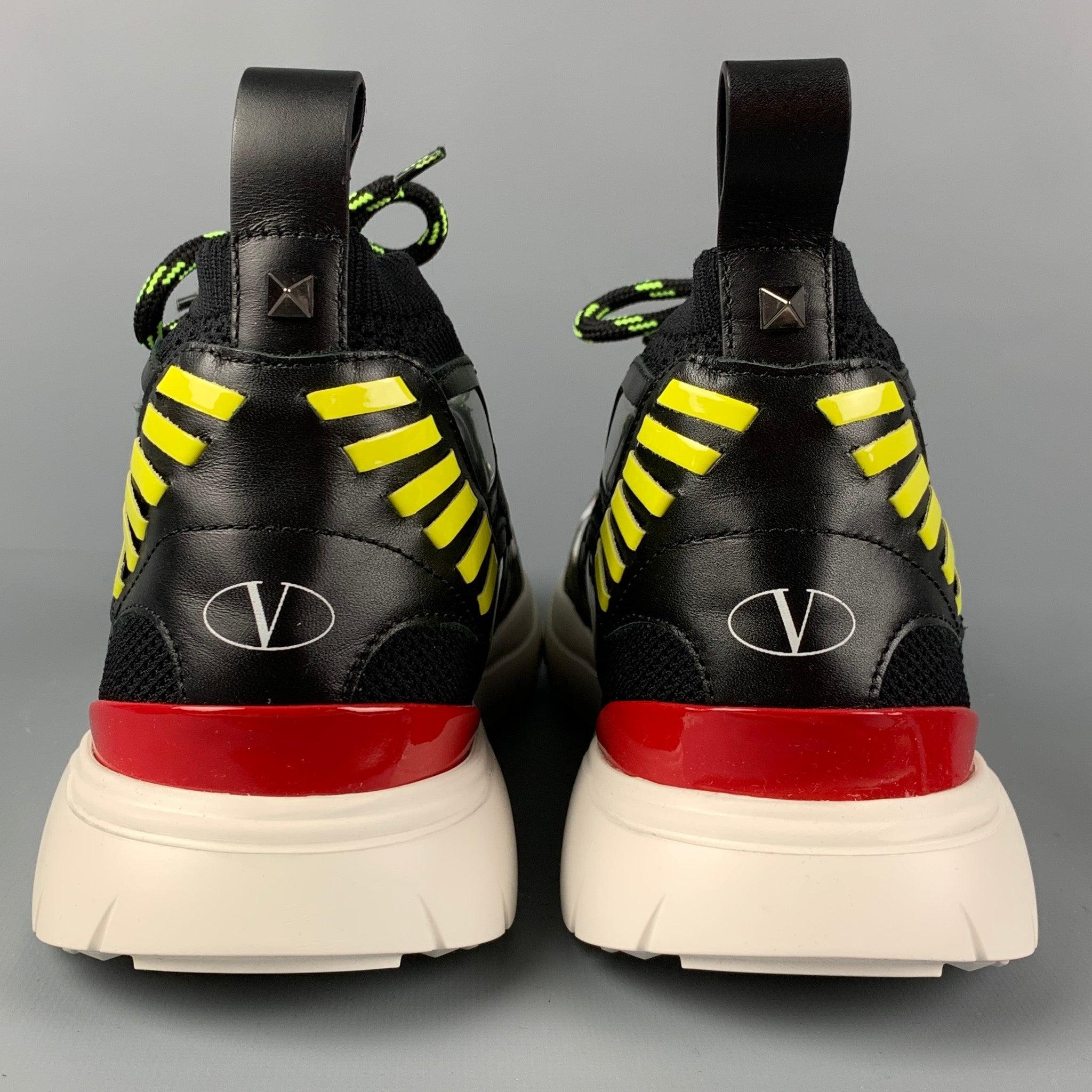 VALENTINO Size 10 Multi-Color Leather High Top Sneakers For Sale 1