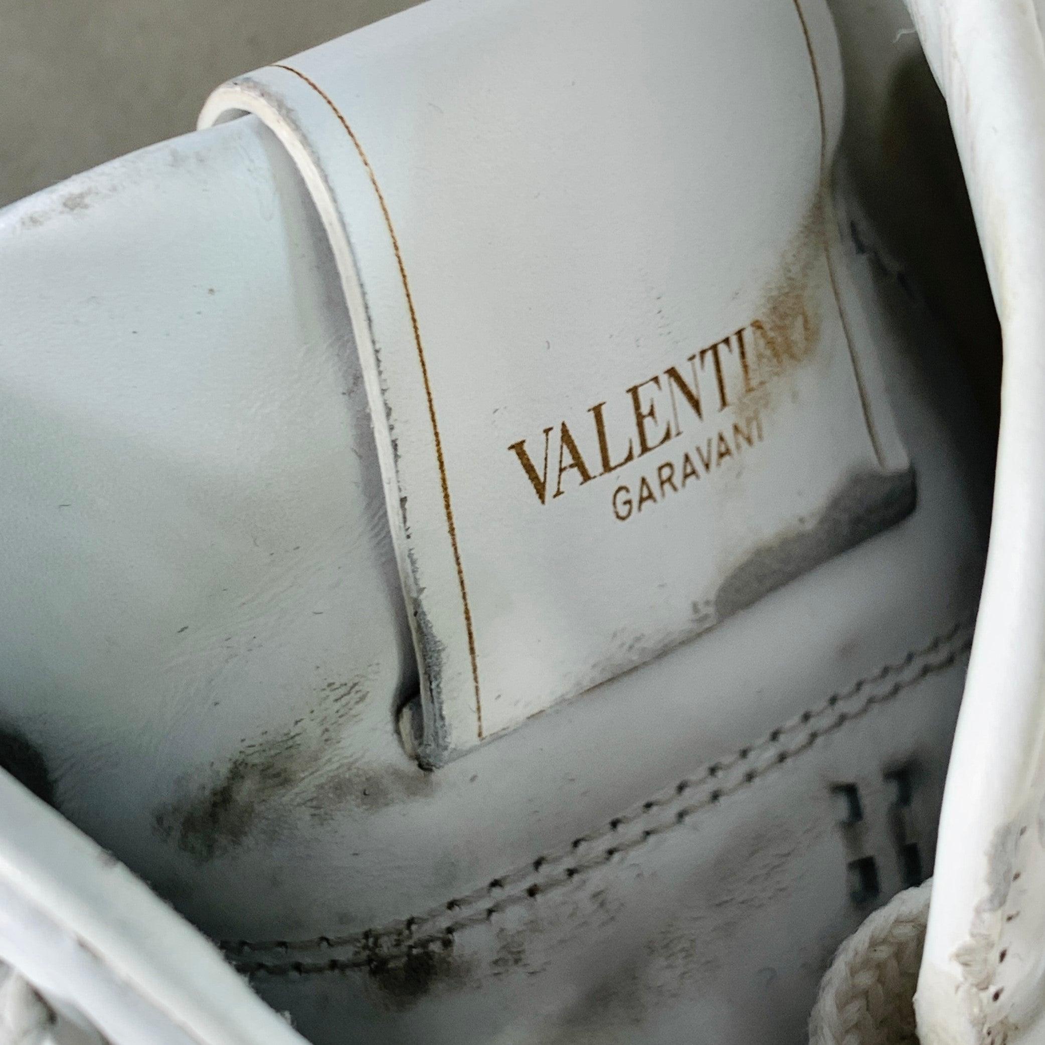 VALENTINO Size 10 White Perforated Leather Lace-Up Sneakers en vente 5