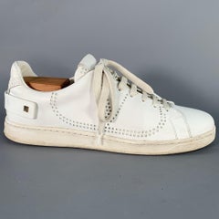 VALENTINO Size 10 White Perforated Leather Lace-Up Sneakers