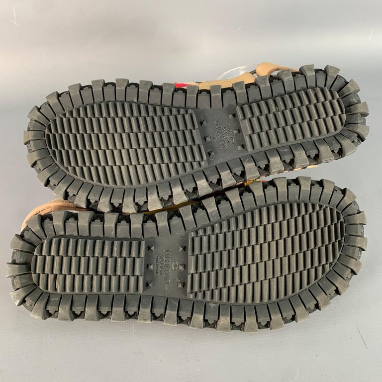 VALENTINO Size 10.5 Tan Multi Color Embroidery Leather Straps Sandals VALENTINO Size 10.5 Tan Multi Color Embroidery Leather  main image 2