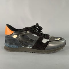 VALENTINO Size 11 Black Multi-Color Camo Blend Lace Up Sneakers