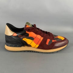 VALENTINO Größe 11 rot mehrfarbig gemischte Muster gemischte Stoffe Wanderung Turnschuhe