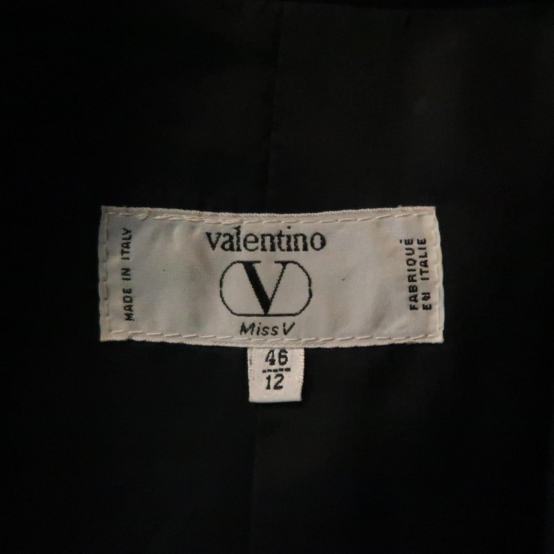 VALENTINO Size 12 Black Wool Jacket Cropped Applique Blazer Jacket 2