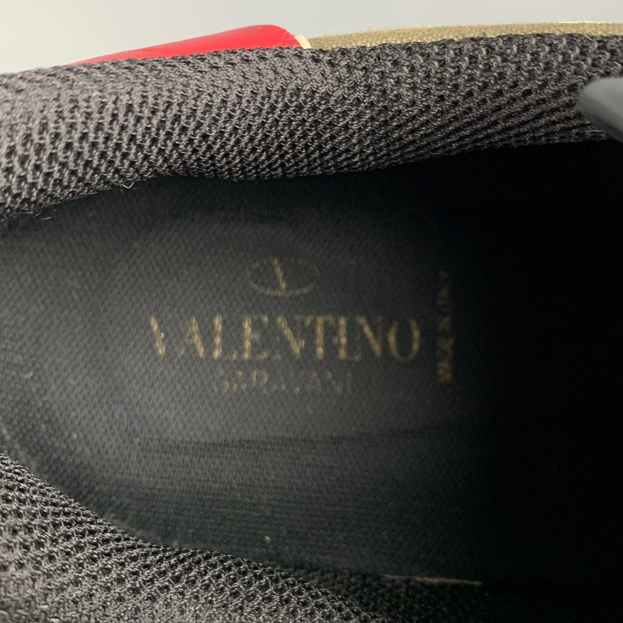 VALENTINO Size 12 Multi-Color Olive Camo Leather Low Top Sneakers For Sale 3