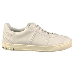 VALENTINO Size 12 White Studded Leather Lace Up Sneakers