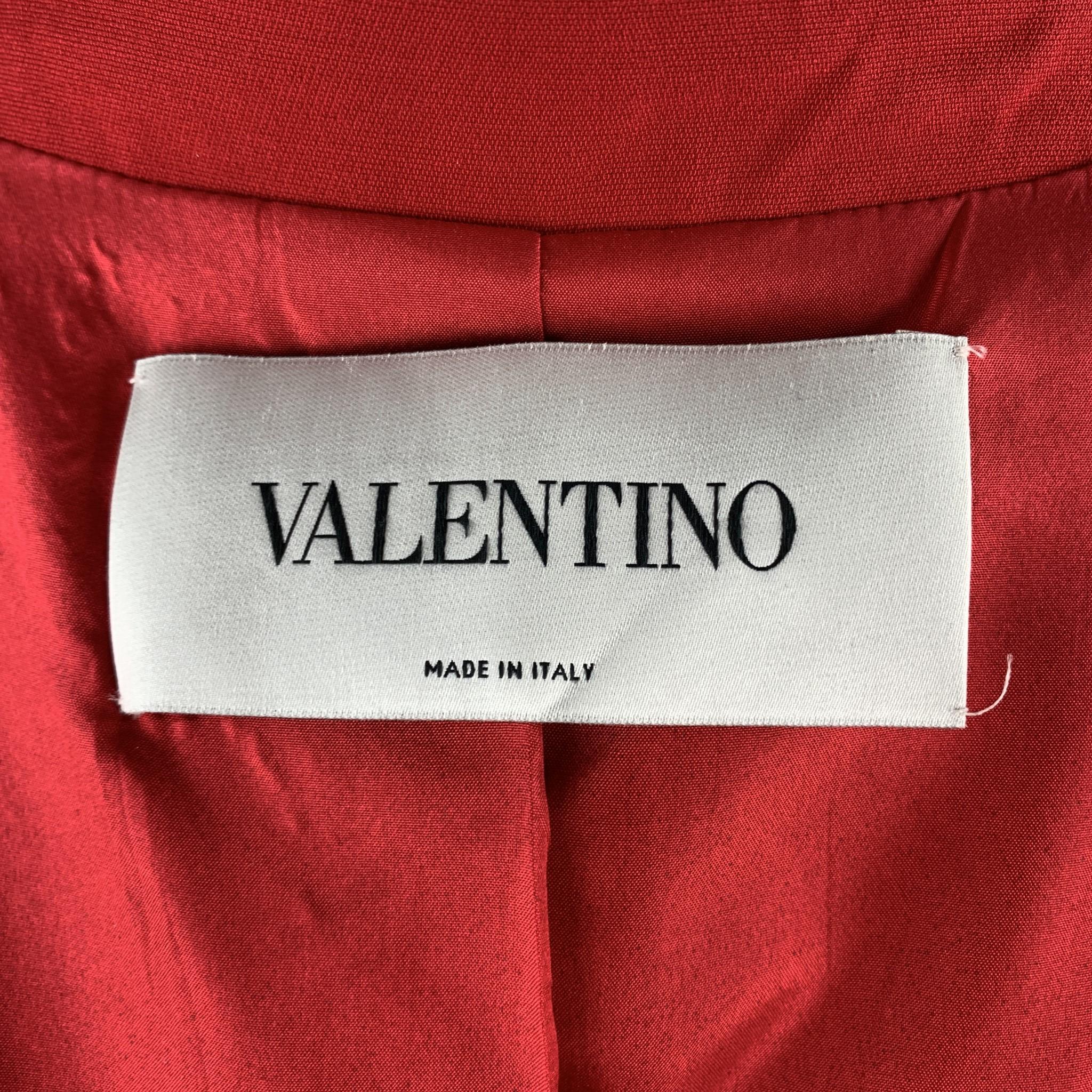 Women's VALENTINO Size 2 Red Silk Wool Peak Lapel Blazer Jacket