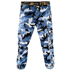 VALENTINO Größe 30 Blau Schwarz Camouflage Baumwolle Cargo Taschen Casual Hosen