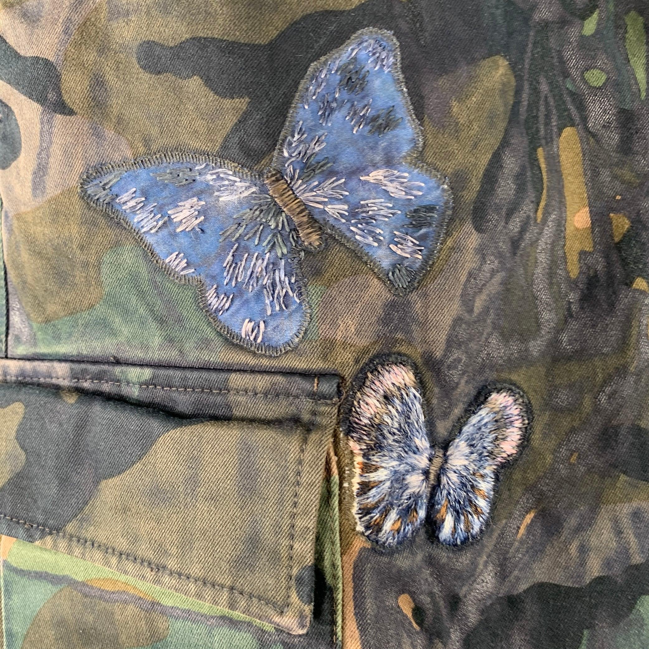 Black VALENTINO Size 30 Green Brown Camo Cotton Cargo Casual Pants