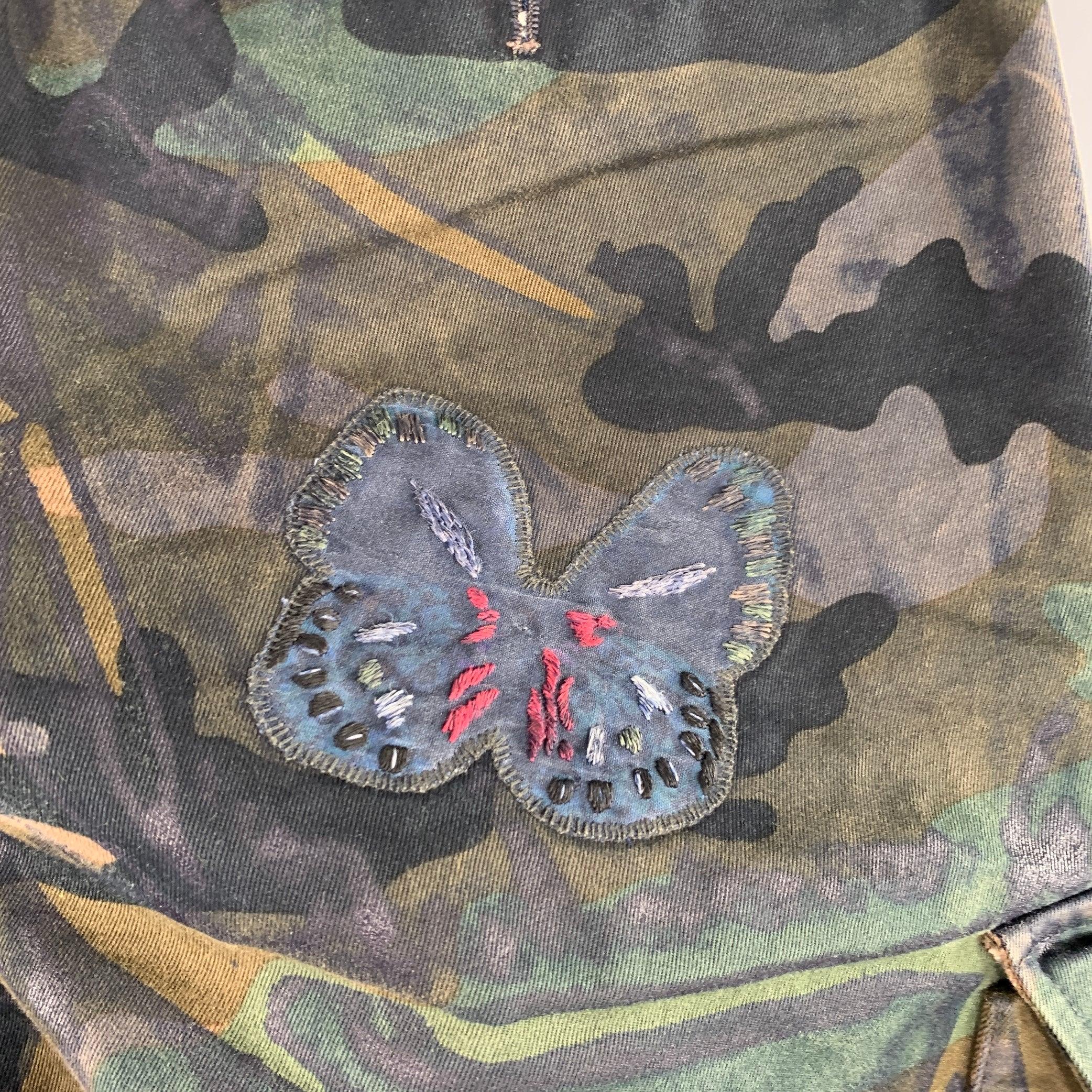 VALENTINO Size 30 Green Brown Camo Cotton Cargo Casual Pants 1