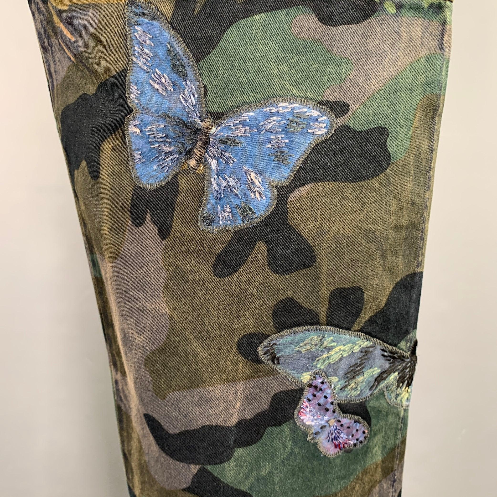 VALENTINO Size 30 Green Brown Camo Cotton Cargo Casual Pants VALENTINO Size 30 Green Brown Camo Cotton Cargo Casual Pants