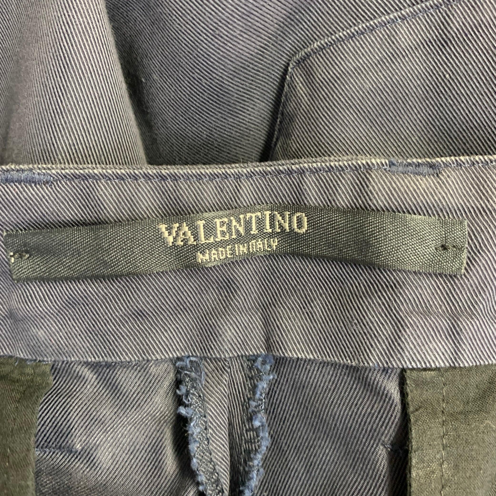 VALENTINO Größe 30 Navy Beige Twill Baumwollmischung konisch zulaufend Zip Fly Casual Hose im Angebot 2