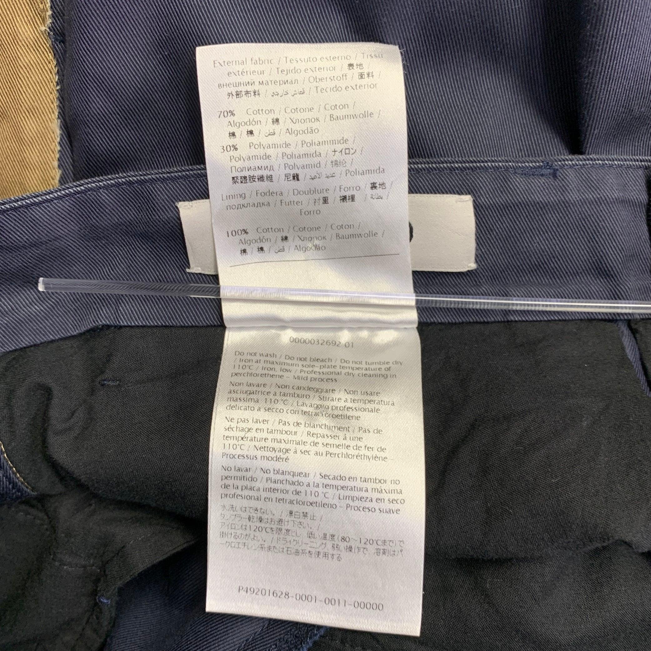 VALENTINO Größe 30 Navy Beige Twill Baumwollmischung konisch zulaufend Zip Fly Casual Hose im Angebot 4