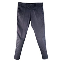 Valentino Taglia 30 Navy Beige Twill misto cotone Tapered Zip Fly Pantaloni casual